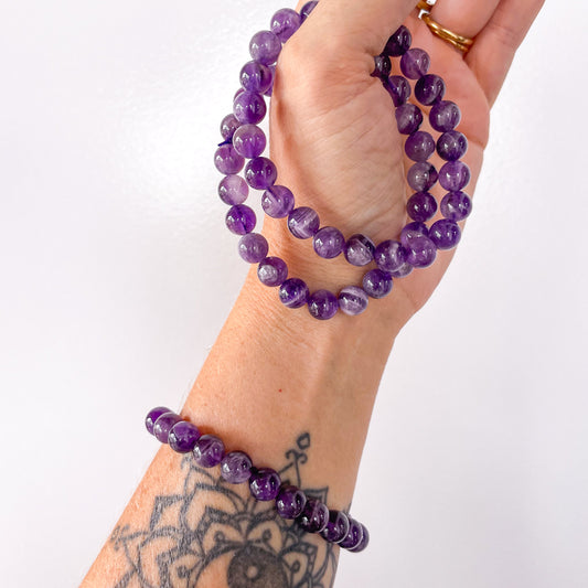 Amethyst bead crystal bracelet - calming