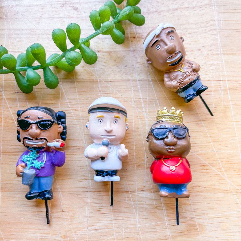 Cheeky Hip hop Rapper gnomes plant lover mini statues