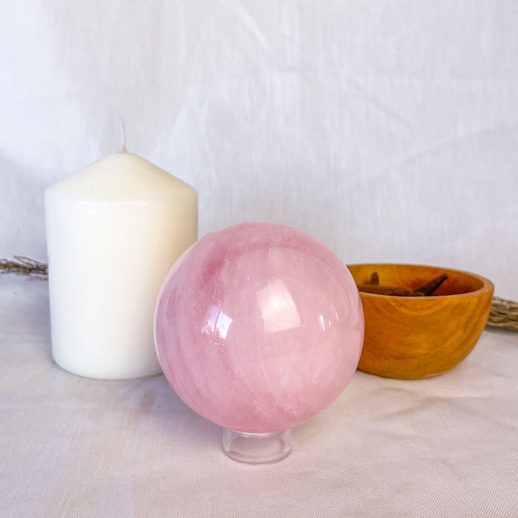 Rose Quartz crystal sphere ball