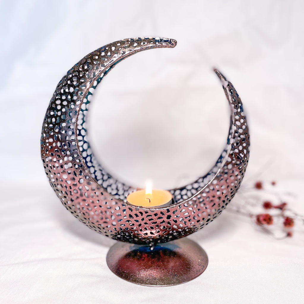 Crescent moon candle holder