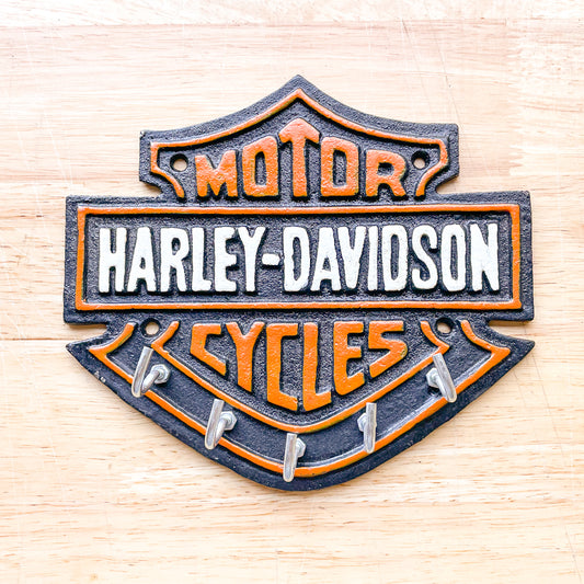 Harley Davidson motorcycles cast iron wall hooks sign