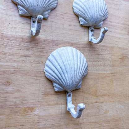 Clam cast iron white wall hook