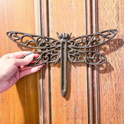 Cast iron Dragonfly garden thermometer wall hanging