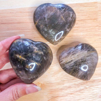 Black Moonstone crystal puffy heart