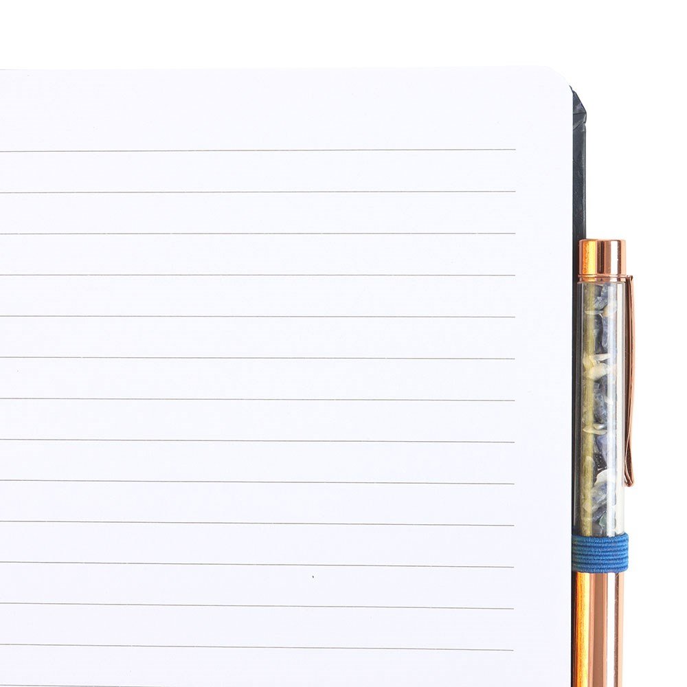 Owl spirit animal notebook journal with sodalite crystal pen
