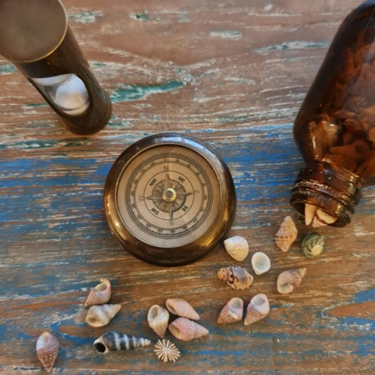 Antique bronze desk compass