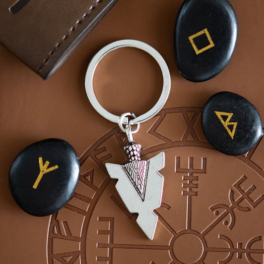 Viking arrow spearhead key ring