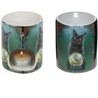 Witches black cat magic ball oil burner