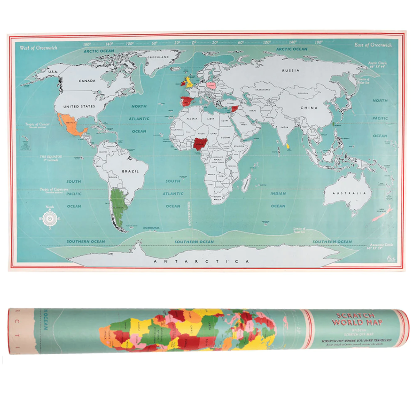 Vintage world map - DIY scratch and customise map