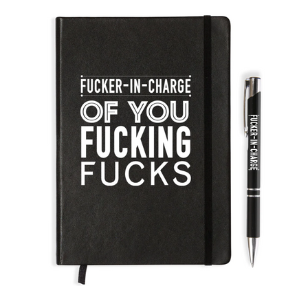 Fucker in charge notebook & pen gift set