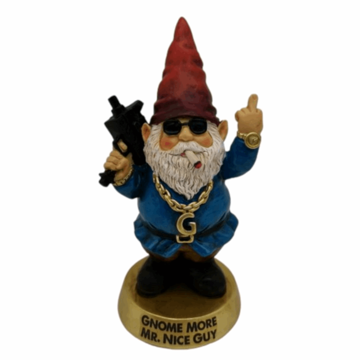Angry mafia garden gnome