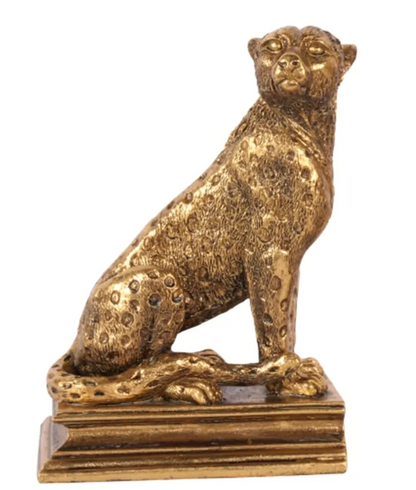 Gold leopard bookend statue