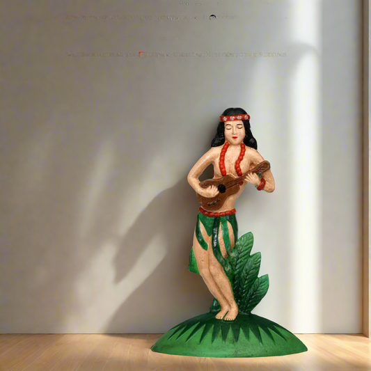 Hawaiian hula dancer garden decor / bookend / door stop / painted metal statue