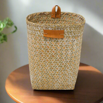 Woven basket planter pot