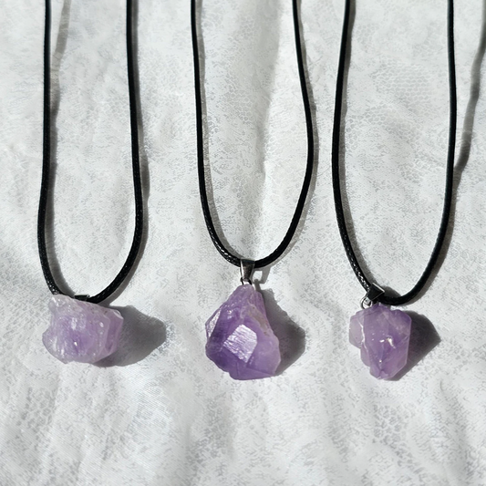 Amethyst crystal pendant necklace