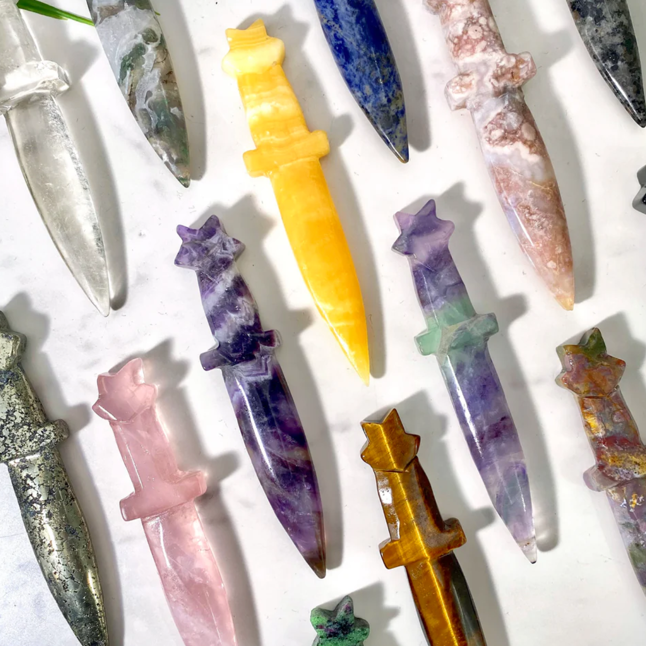 Hand carved crystal witches dagger