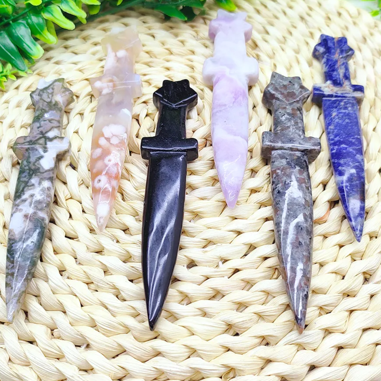 Hand carved crystal witches dagger