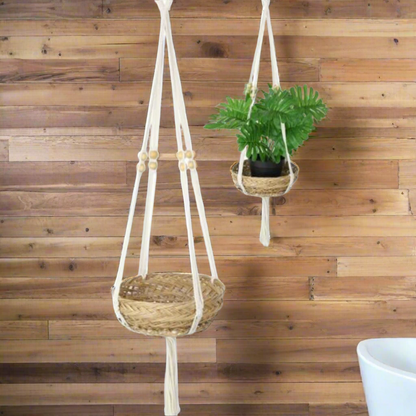 Macrame basket plant holder - single or double