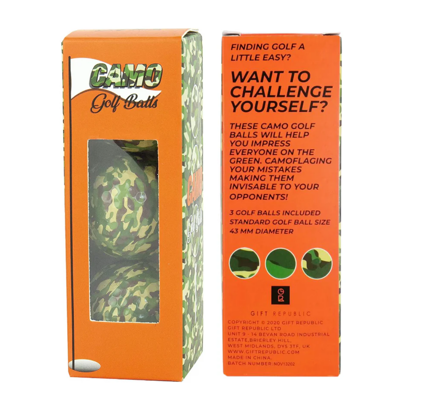 Cheeky fun camo golfer balls