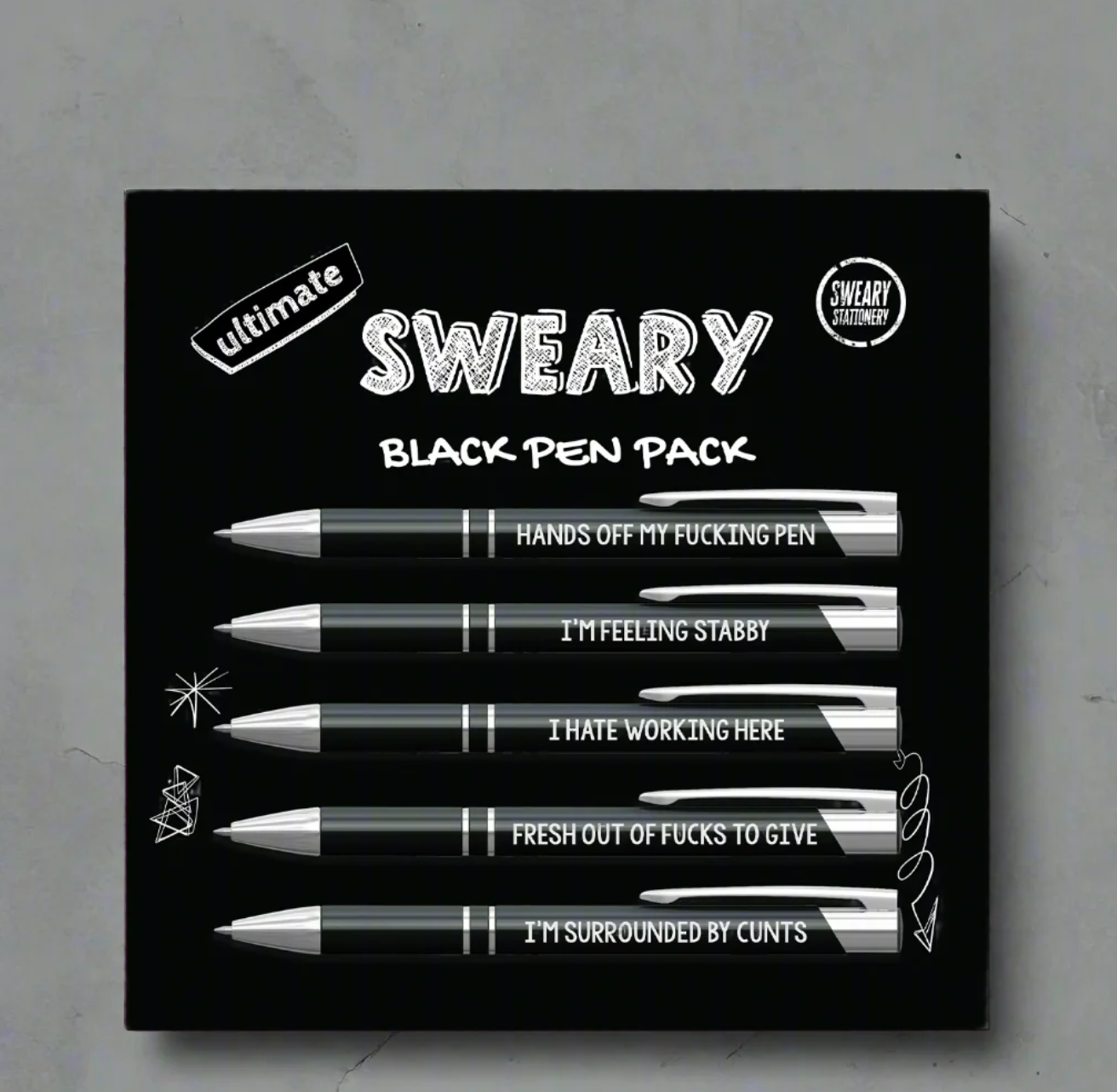 Rude / sweary / abusive 5 Ballpoint Pen Pack