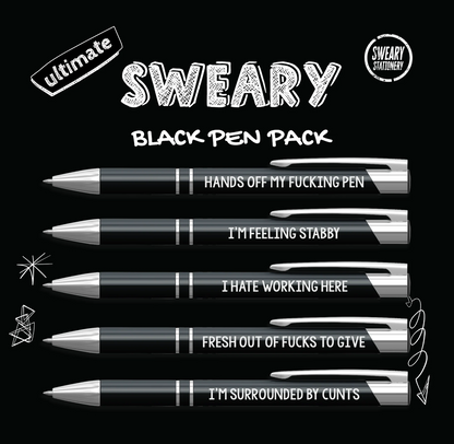 Rude / sweary / abusive 5 Ballpoint Pen Pack
