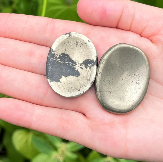 Pyrite with Magnetite crystal Worry Stone