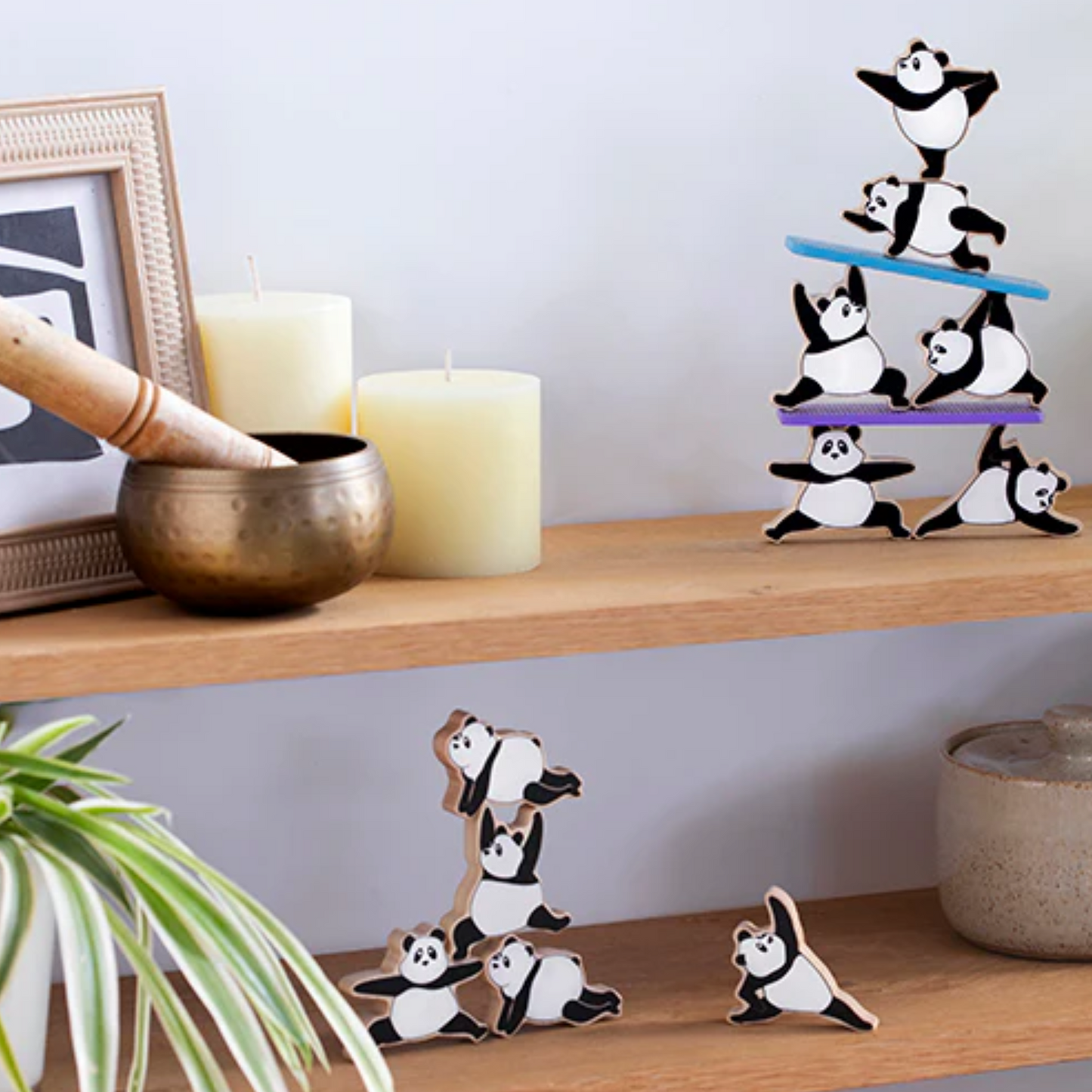 Zen yoga panda balance stacking game decor