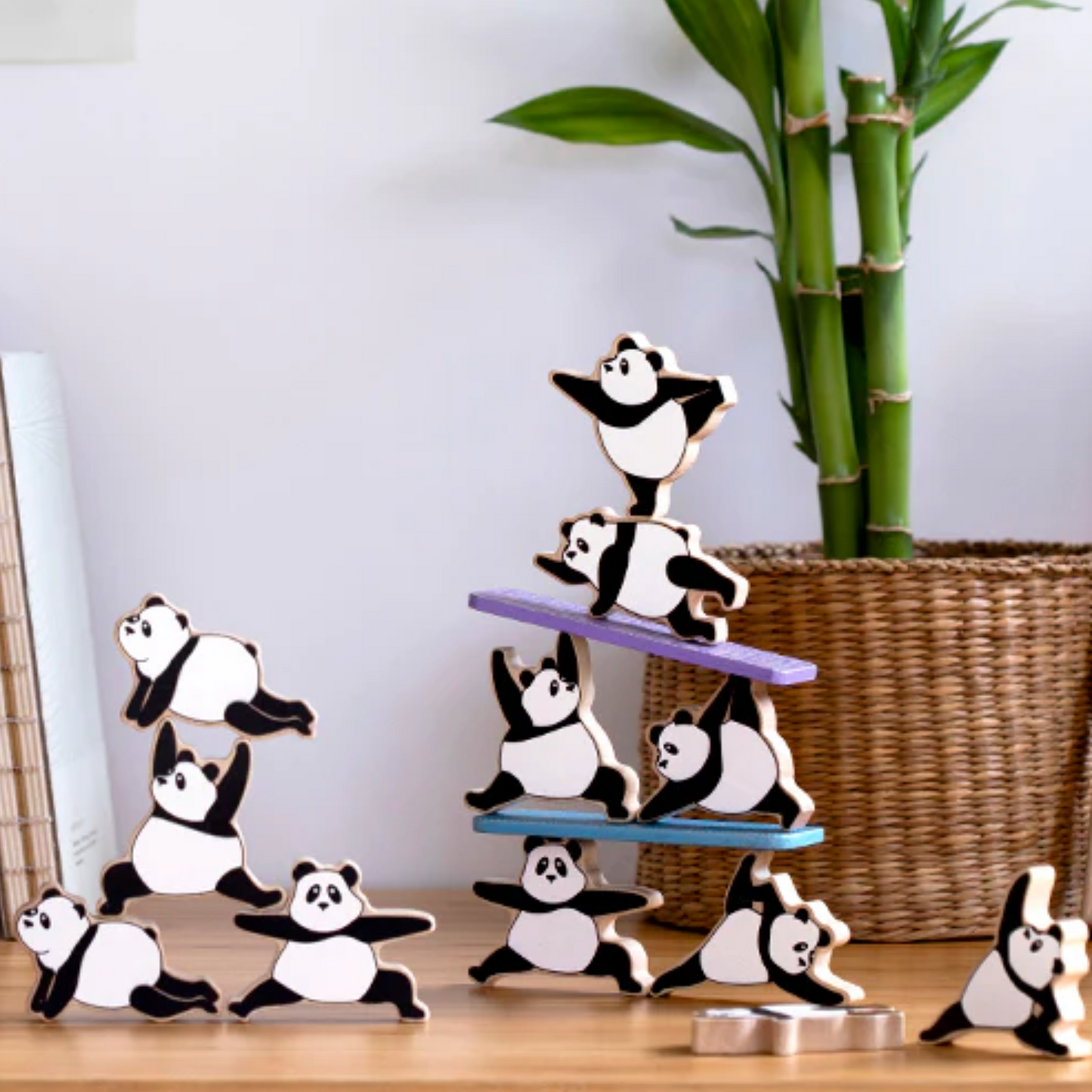 Zen yoga panda balance stacking game decor
