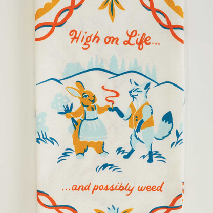 High on life (weed) tea towel