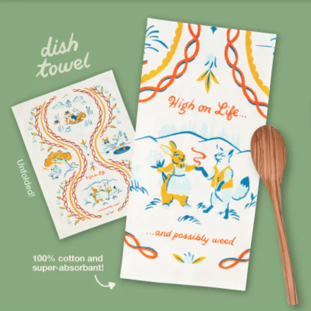 High on life (weed) tea towel