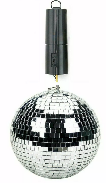 Disco mirror ball with motor spinner