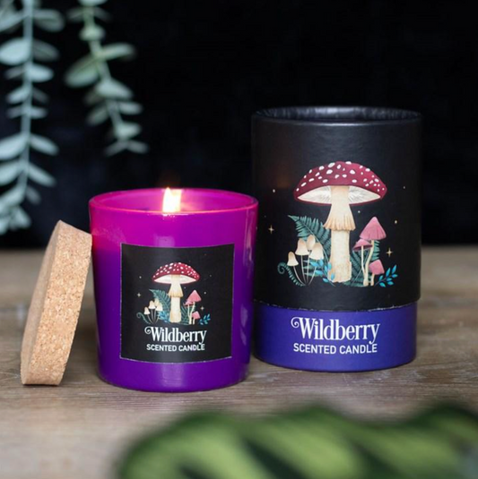Wildberry mushroom glass candle