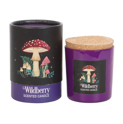 Wildberry mushroom glass candle