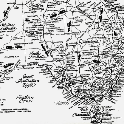 Van life map of Australia tea towel