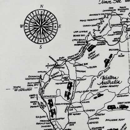 Van life map of Australia tea towel