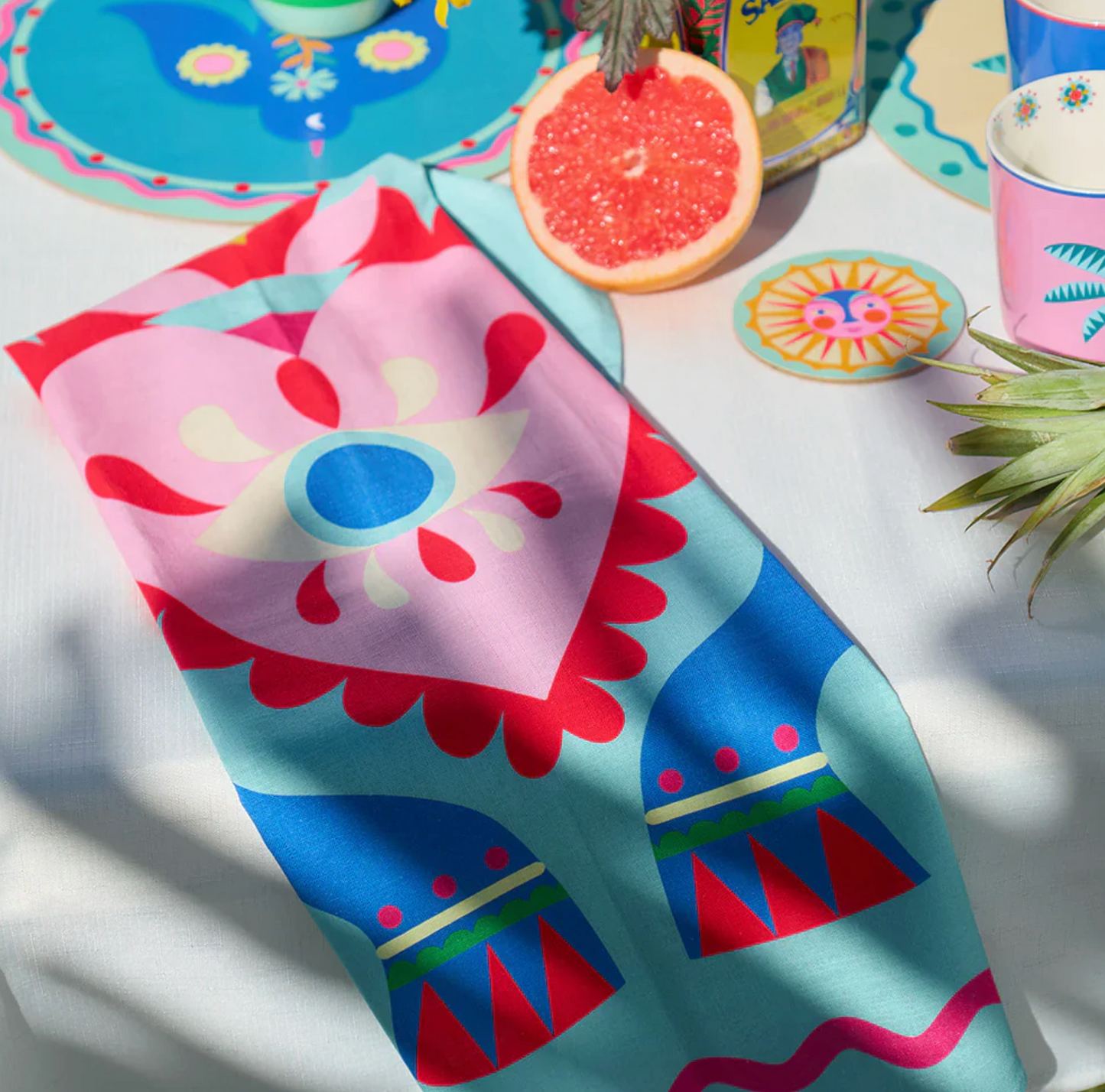Evil eye heart tea towel