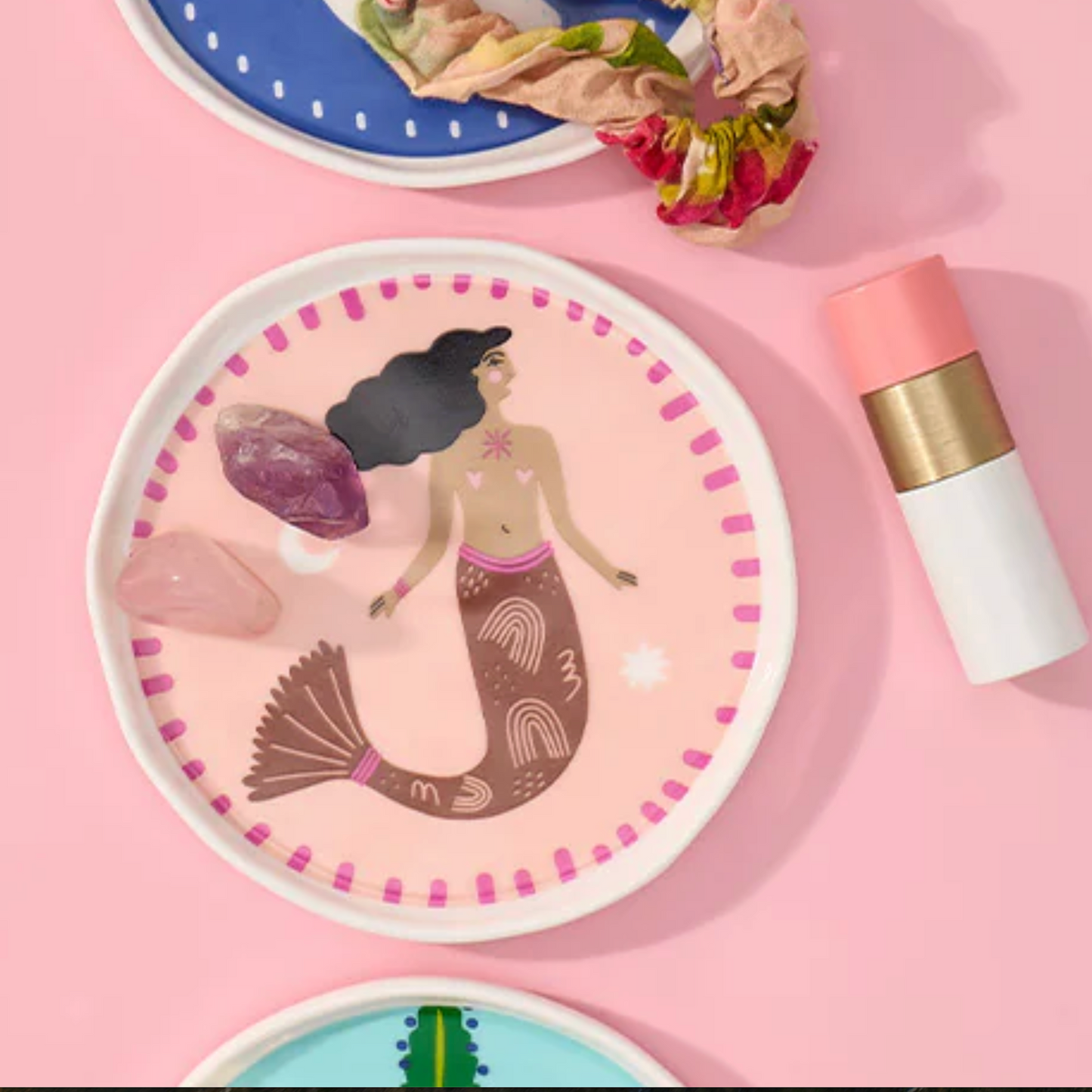 Pink mermaid trinket dish