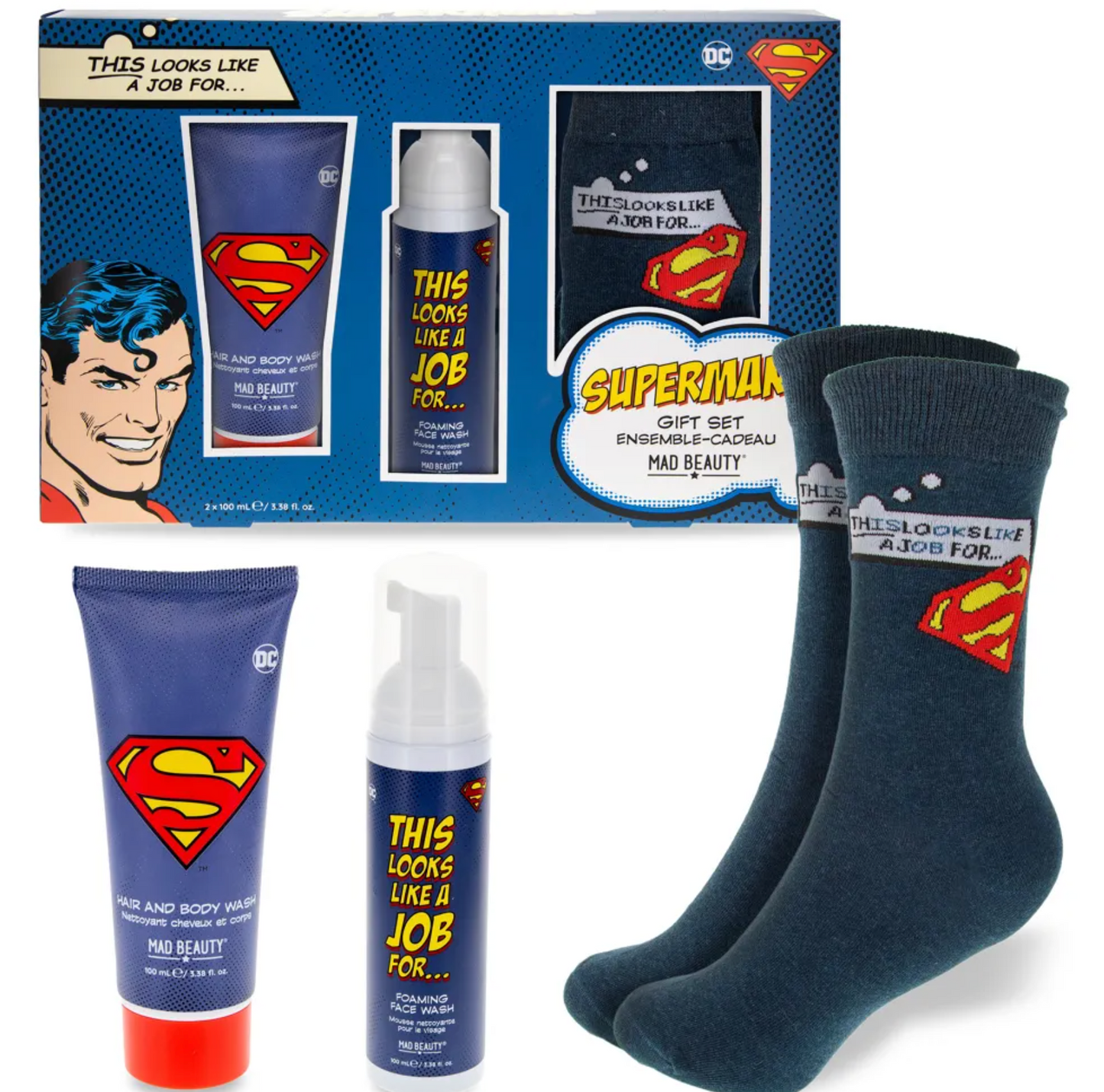 Superhero DC comics socks + body wash set