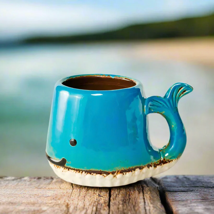 Happy whale ceramic mug