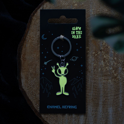 Done with earth alien glow keychain