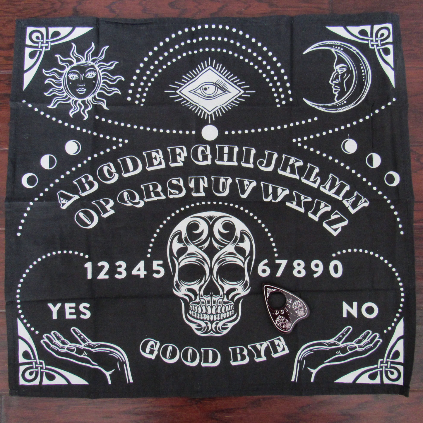 Witchy Ouija board altar table cloth with planchette