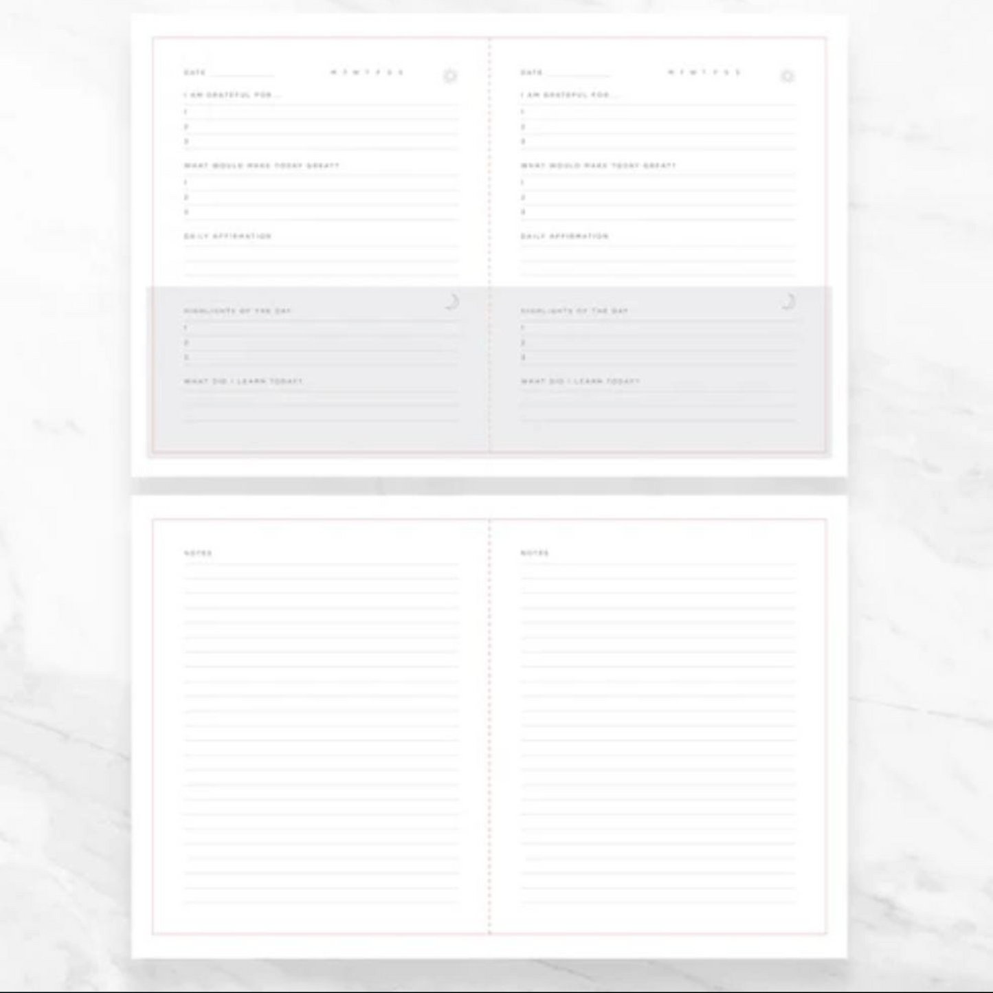 Black 5 minute reflection journal