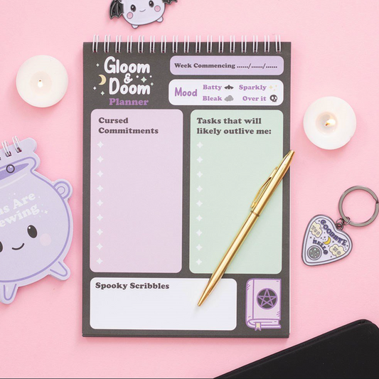 Doom and gloom witchy desk planner notebook