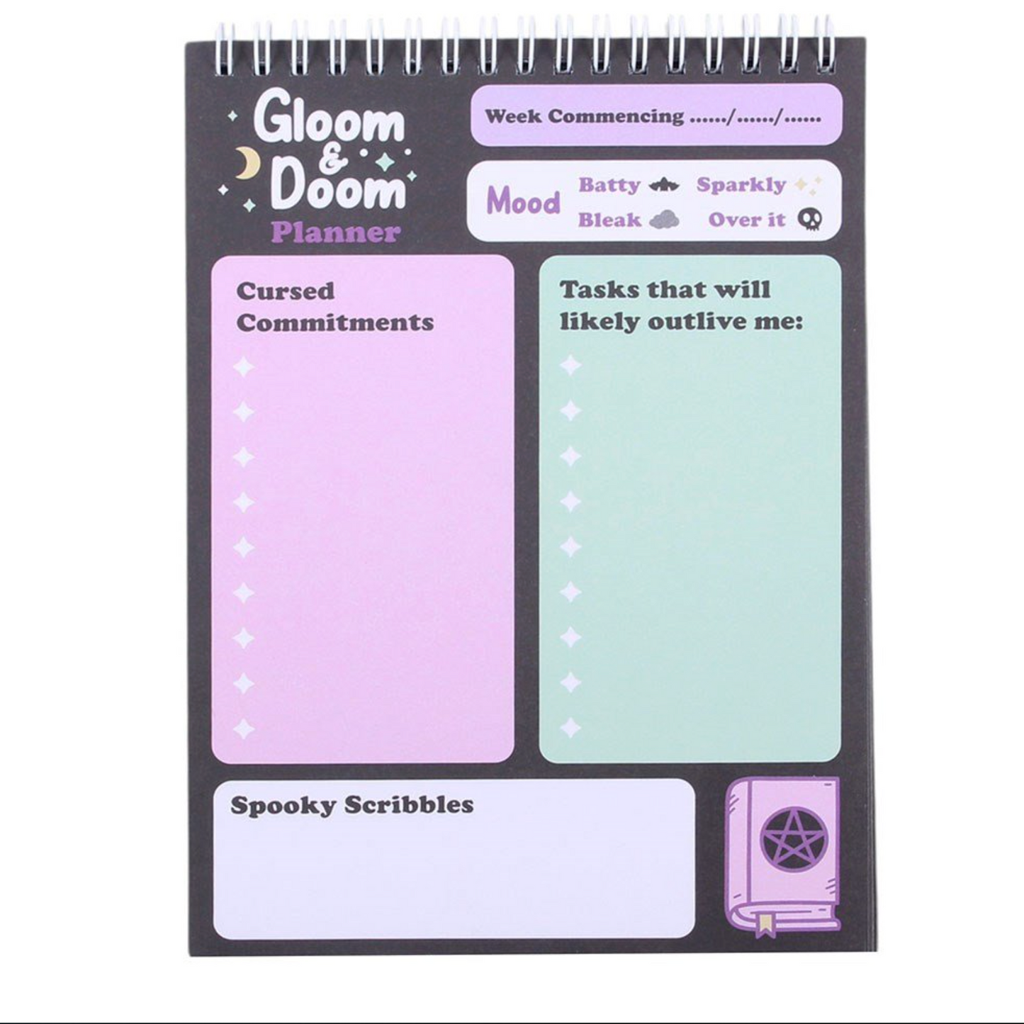 Doom and gloom witchy desk planner notebook