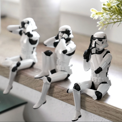 Star wars sitting storm troopers statue set 3