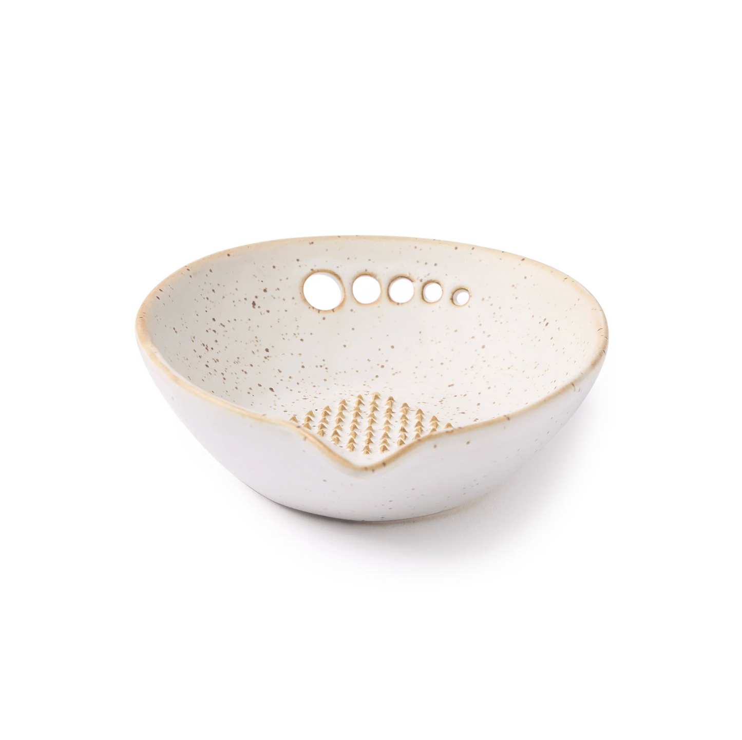 Handmade ceramic cook’s herb stripper / garlic spice grater dish