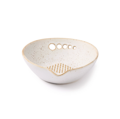 Handmade ceramic cook’s herb stripper / garlic spice grater dish