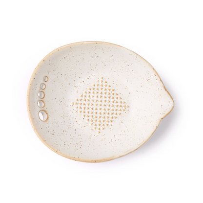 Handmade ceramic cook’s herb stripper / garlic spice grater dish
