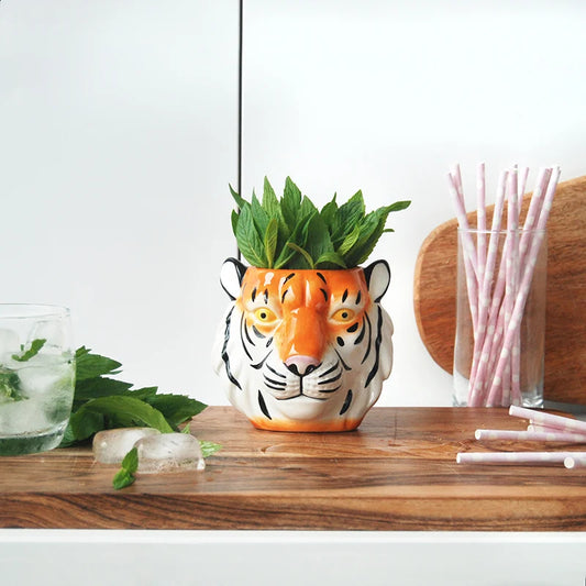 Tiger King ceramic pot planter / utensil holder