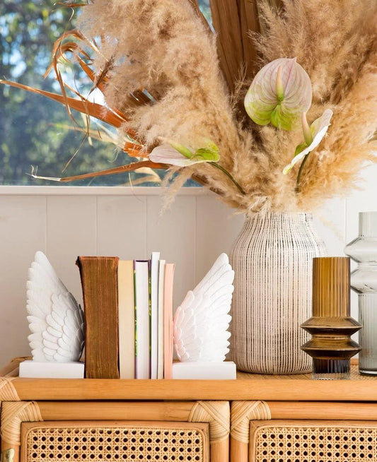 Angel wings bookends statue